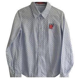 Camisa Carolina Herrera de Lunares de Algodón Azul Claro