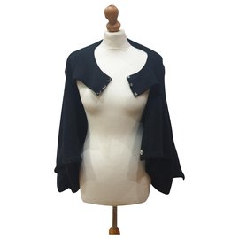 Chanel Umhang schwarz aus Kaschmir und Wolle