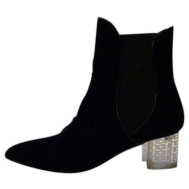 Botines Alaïa de terciopelo azul marino