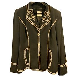 Blazer Moschino Nero con Cuciture in Lana Grigia