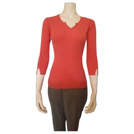 Autre Marque Un Jours Ailleurs Korallfarbener Baumwollpullover