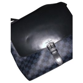 Sac Messenger Louis Vuitton Damier Cobalt Newport Noir Cuir