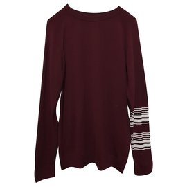 Wood Wood langer Merinowolle Pullover bordeaux