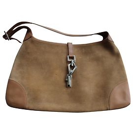 Borsa a mano Gucci Jackie Bouvier Beige in pelle di cervo