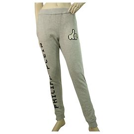 Philipp Plein Pantalón de chándal gris negro con logo pantalón pantalón Talla S