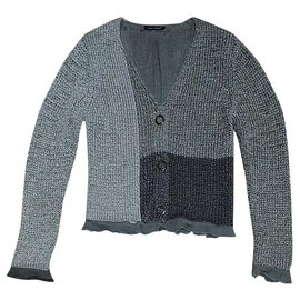 Luisa Cerano Strickjacke Silber Grau Seide