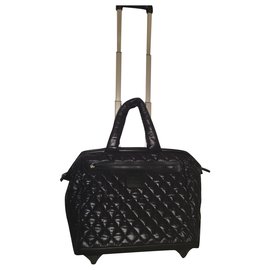 Chanel Borsa da viaggio Trolley nera in pelle e nylon