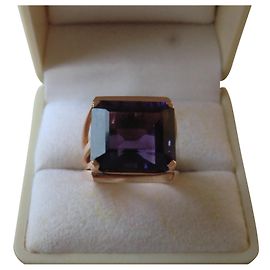 Autre Marque Anello personalizzato in oro rosa e ametista