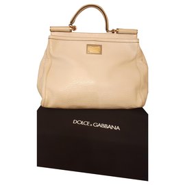 Dolce & Gabbana Borsa Sicily in pelle crema