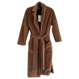 Abrigo esponjoso Zara Camel con cinturón Gr. XXL nuevo con etiqueta