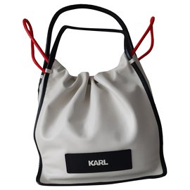 Borsa shopping grande Karl Lagerfeld bianca in pelle