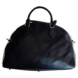 Borsa Christian Louboutin in pelle nera con rivetti argento