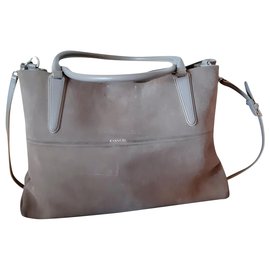 Borsa shopper Coach in camoscio taupe