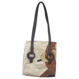 Borsa a mano Marni in tessuto fantasia e pelle