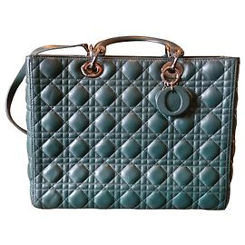 Christian Dior Lady Dior MM pelle di vitello verde scuro