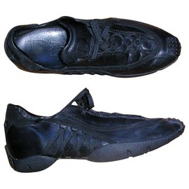 Dior Schwarze Lederturnschuhe, Pointure 36.