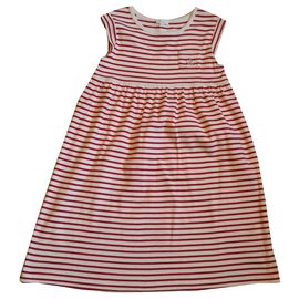 Jacadi Kleid aus Baumwolle Weiß Rot 10 Jahre