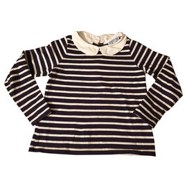 Jacadi Baumwoll T-Shirt Weiß und Marineblau 4 Jahre