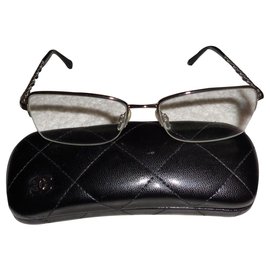 Chanel Brille Schwarz aus Leder und Metall