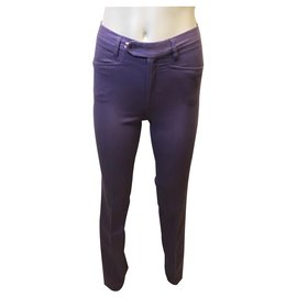 Pantalones de pitillo Joseph morados de algodón con ribete rosa