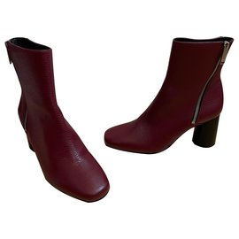 Claudie Pierlot Stiefeletten aus Leder Dunkelrot 39
