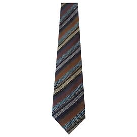 Cravatta Missoni in seta marrone beige caramello