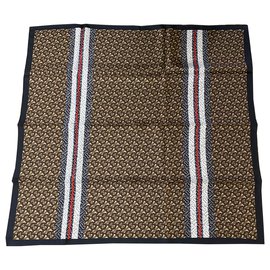 Foulard Burberry Monogramma BB in seta marrone e nero