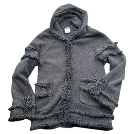 Chaqueta Chanel de cachemira gris oscuro talla 36