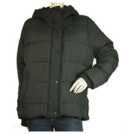 Chaqueta impermeable acolchada con capucha y acolchado negro de Abercrombie & Fitch Talla L