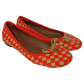 Bailarinas Tory Burch Rojas de Cuero y Tela