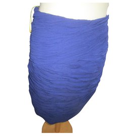 Catherine Malandrino Blue Silk Pleated Skirt