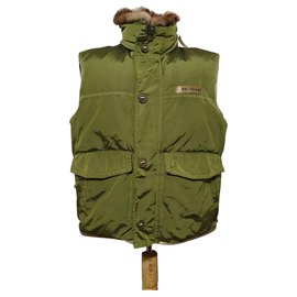 Chaqueta Peuterey Verde y Plateada con Cuello de Conejo XL