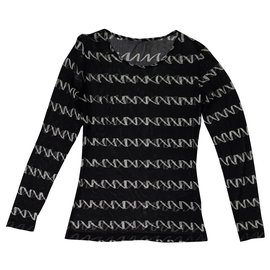 Bitte Kai Rand Transparente Seidenbluse Schwarz Weiß