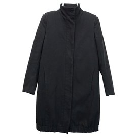 HELMUT LANG Abrigo elástico gris oscuro de lana de fieltro ligero - Helmut Lang