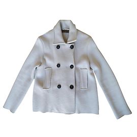 Autre Marque Alpha Studio Merino Wool Pea Coat Beige