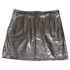 Autre Marque Falda midi Sister Jane plateada metalizada diseño piel de serpiente