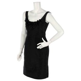 Max Mara Italienisches schwarz tailliertes Sommer-Baumwoll-Midikleid