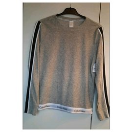 Calvin Klein Sweatshirt Grau Baumwolle mit Streifen