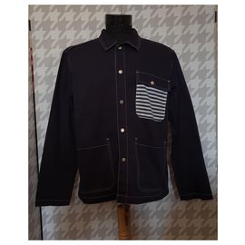 Mads Norgaard Hemdjacke Blau Baumwolle XL