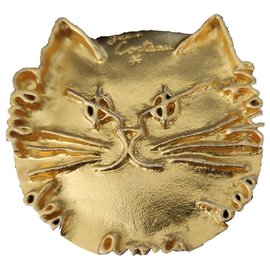 Autre Marque Spilla Jean Cocteau Testa di Gatto in Bronzo Dorato
