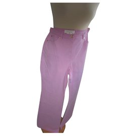 Escada Pantalones Vaqueros Rosa de Algodón Tiro Alto