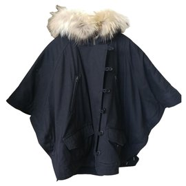 The Kooples FPAR1322 Parka Capa Negra de Algodón