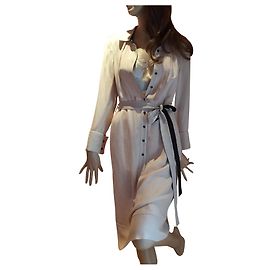 Vestido Diane Von Furstenberg de seda bege e preto