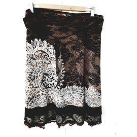 Desigual Rock Braun Beige Weiß Viscose