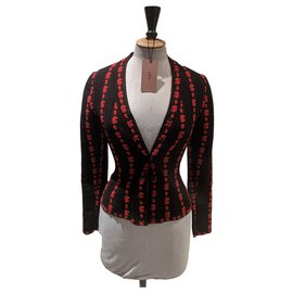 Erhabene Strickjacke Azzedine Alaïa IT36 rot und Schwarz