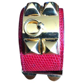 Hermès Medor leather bracelet red