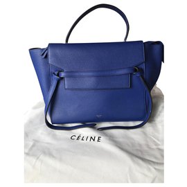Borsa Nano Belt Céline Blu in Pelle Granulata