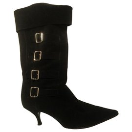 Botas Marc Jacobs de ante negro con hebillas