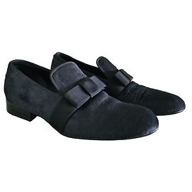 Céline Ballerinas aus Ponyhaut Schwarz mit Schleife