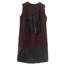 Louis Vuitton Kleid aus Wolle und Lammfell Dunkelrot